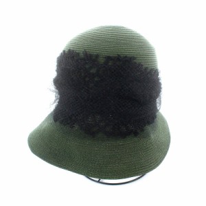 【中古】カシラ CA4LA ハット 帽子 チュール付き 緑 グリーン 黒 ブラック /AK3 レディース