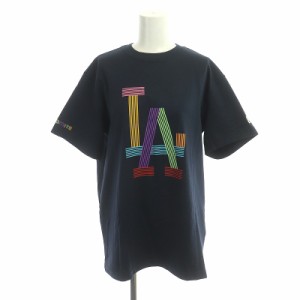 【中古】ニューエラ NEW ERA BTS MLB DYNAMITE Tシャツ カットソー プリント 半袖 XS 紺 マルチカラー /HK ■OS