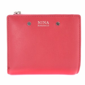 【中古】ニナリッチ NINA RICCI 二つ折り財布 レザー ロゴ 赤 レッド /SR9 レディース