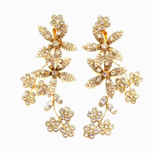 【中古】ジェニファーベア Jennifer Behr AMARANTH EARRINGS イヤリング 両耳用 フラワー ストーン ゴールド色