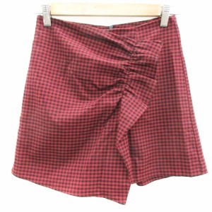 【中古】ザラ ZARA キュロット ショートパンツ 短パン ギンガムチェック柄 XS レッド 赤 /YM23 レディース