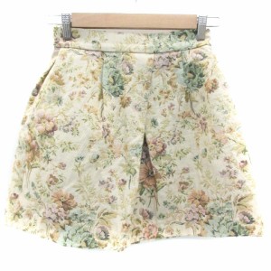 【中古】ジルスチュアート JILL STUART フレアスカート ミニ丈 花柄 マルチカラー 0 ベージュ /YM29 レディース