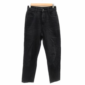 【中古】ザラ ZARA デニムパンツ ジーンズ テーパードパンツ ロング丈 無地 36 黒 ブラック /YK15 レディース