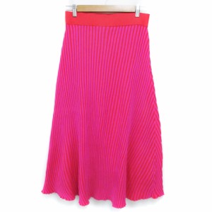 【中古】ザラ ZARA ニットスカート リブ フレアスカート ロング丈 マキシ丈 M ピンク 赤 レッド /FF50 レディース