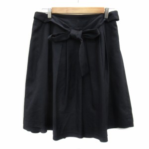 【中古】ナチュラルビューティー フレアスカート ギャザースカート ミモレ丈 大きいサイズ 15 紺 ネイビー レディース