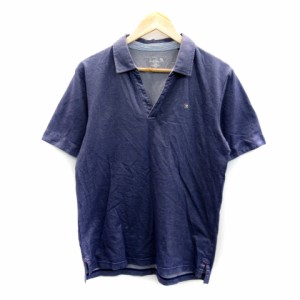 【中古】アーノルドパーマー Arnold Palmer ポロシャツ 半袖 スキッパーカラー 無地 3 青 ブルー /SY27 メンズ