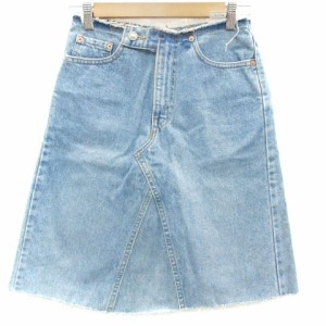 【中古】リーバイス Levi's デニムスカート フレアスカート ひざ丈 カットオフ 28 ライトブルー 水色 /YM1 レディース