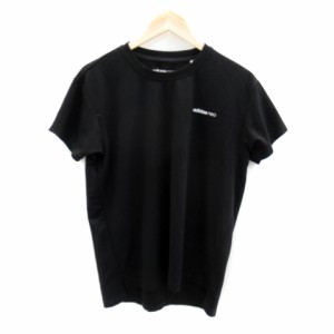 【中古】アディダスネオ adidas neo Tシャツ カットソー 半袖 クルーネック 無地 ロゴプリント M 黒 ブラック メンズ