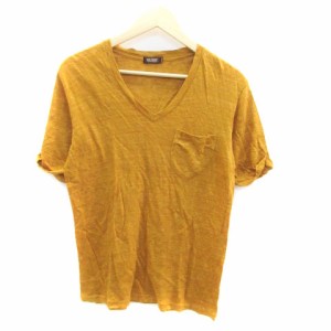 【中古】ミスターオリーブ MR.OLIVE Tシャツ カットソー Vネック 半袖 無地 リネン M 黄色 イエロー /HO61 メンズ