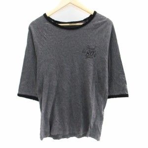 【中古】ディーゼル DIESEL Tシャツ カットソー 七分袖 ラウンドネック プリント L グレー /SM35 メンズ