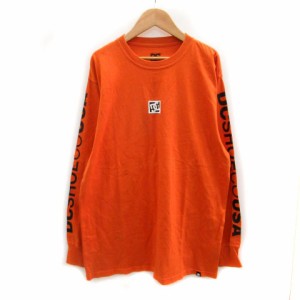 【中古】ディーシーシューズ DC SHOES Tシャツ カットソー 長袖 ラウンドネック ロゴ刺繍 M オレンジ /MS29 メンズ