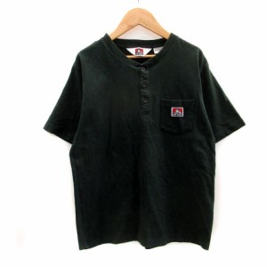 【中古】ベンデイビス BEN DAVIS Tシャツ カットソー 半袖 ヘンリーネック ロゴ M グリーン 緑 /MS29 メンズ