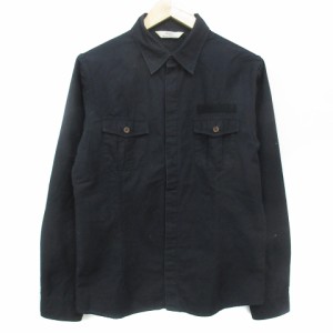 【中古】エディフィス EDIFICE ワークシャツ カジュアルシャツ 長袖 無地 40 黒 ブラック /FF7 メンズ