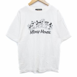 【中古】キューブシュガー ディズニー コラボ Tシャツ カットソー 半袖 ラウンドネック M 白 黒 /FF44 レディース