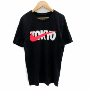 【中古】ナイキ NIKE Tシャツ カットソー 半袖 ラウンドネック プリント ロゴ S 黒 ブラック /SM28 メンズ