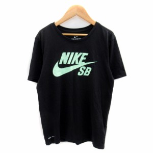 【中古】ナイキ NIKE Tシャツ カットソー 半袖 ラウンドネック ロゴプリント S 黒 ブラック /SY23 メンズ