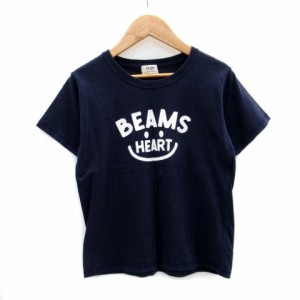 【中古】ビームスハート BEAMS HEART Tシャツ カットソー 半袖 ロゴ ネイビー 紺 /MS44 レディース