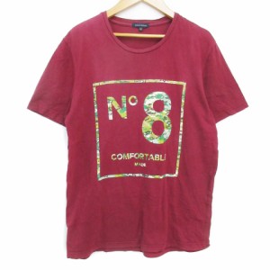 【中古】アーバンリサーチ Tシャツ カットソー 半袖 ロゴプリント 迷彩柄 カモフラ柄 40 赤 レッド メンズ
