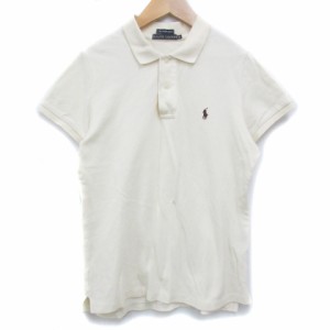 【中古】ラルフローレン RALPH LAUREN ポロシャツ 半袖 ポロカラー ロゴ刺? 5f アイボリー /FF35 レディース