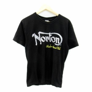 【中古】ノートン Norton Tシャツ カットソー 半袖 ラウンドネック ロゴ刺繍 L 黒 ブラック /SY3 メンズ