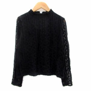 【中古】マウジー moussy ブラウス カットソー ハイネック 長袖 総レース F 黒 ブラック /HO49 レディース