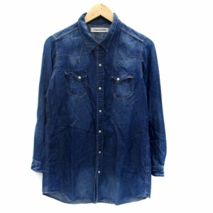 【中古】セポ CEPO DENIM. デニムシャツ ウエスタンシャツ 長袖 無地 M 青 ブルー /HO5 レディース