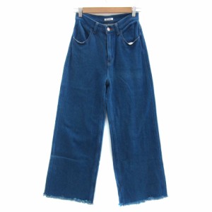 【中古】スライ SLY JEANS デニムパンツ ジーンズ ワイドパンツ バギーパンツ ロング丈 カットオフ 1 青 レディース