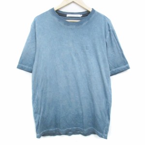 【中古】カルバンクラインジーンズ Tシャツ カットソー 半袖 ラウンドネック ロゴ 総柄 M エメラルドグリーン メンズ