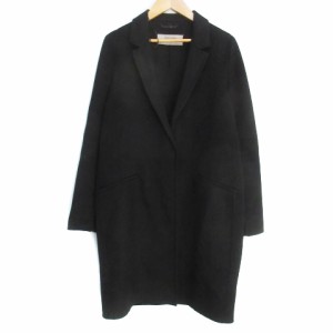 【中古】ザラ ベーシック ZARA BASIC チェスターコート ロング丈 ウール シングルボタン S 黒 ブラック レディース