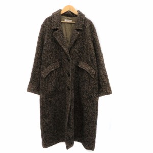 【中古】マウジー moussy チェスターコート ロング丈 ヘリンボーン柄 1 黒 ブラック /YK2 レディース