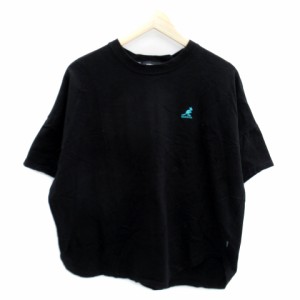 【中古】カンゴール KANGOL Tシャツ カットソー 半袖 クルーネック ロゴプリント 刺繍 M 黒 ブラック /SY37 メンズ