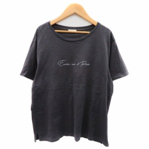 【中古】アー・ヴェ・ヴェ ミッシェルクラン Tシャツ カットソー 半袖 Uネック プリント XL ダークグレー レディース