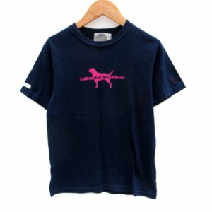 【中古】ラブラドールレトリバー Labrador Retriever Tシャツ カットソー ラウンドネック プリント M 紺 レディース