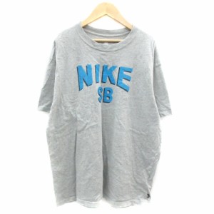 【中古】ナイキ エスビー NIKE SB Tシャツ カットソー 半袖 ロゴプリント 大きいサイズ XL グレー /YM26 メンズ