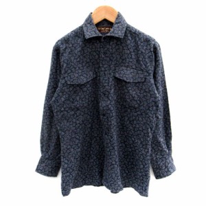 【中古】ギラロッシュ Guy Laroche カジュアルシャツ 長袖 総柄 ウール 紺 ネイビー /SM25 レディース