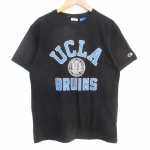 【中古】チャンピオン ユーシーエルエー UCLA Tシャツ カットソー 半袖 ロゴプリント ロゴ刺? M 黒 メンズ