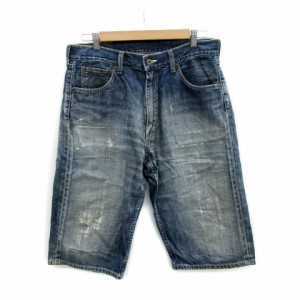 【中古】リーバイス Levi's 503 デニムパンツ ジーンズ ハーフパンツ ショートパンツ ユーズド加工 34 ブルー メンズ