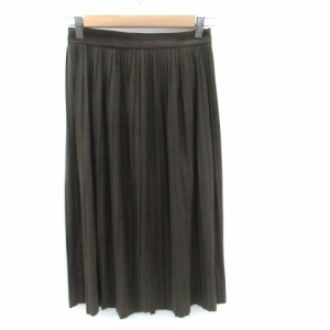 【中古】ザラ ベーシック ZARA BASIC プリーツスカート ミモレ丈 スエード調 S カーキ /HO45 レディース