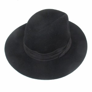 【中古】マウジー moussy 帽子 ハット 中折れ帽 ソフト帽 ウール リボン 無地 F 黒 ブラック /FF18 レディース