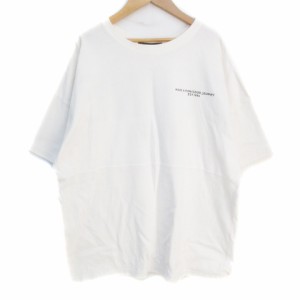 【中古】ダブルクローゼット カットソー Tシャツ 半袖 ラウンドネック ロゴプリント F 白 黒 ホワイト レディース