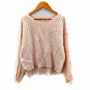 【中古】レストローズ L'EST ROSE ニット カットソー 長袖 ラウンドネック M ピンク /SY2 レディース