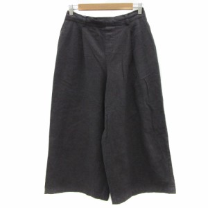 【中古】スタディオクリップ ガウチョパンツ ワイドパンツ グレンチェック柄 L ダークグレー 黒 ■MO レディース