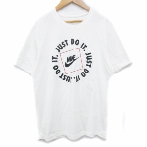 【中古】ナイキ NIKE Tシャツ カットソー 半袖 クルーネック ロゴプリント M 白 ホワイト /FF41 メンズ