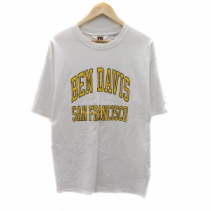 【中古】ベンデイビス BEN DAVIS Tシャツ カットソー 五分袖 ラウンドネック プリント L 白 ホワイト /YK46 メンズ