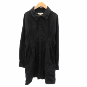 【中古】マウジー moussy シャツワンピース ひざ丈 長袖 無地 2 黒 ブラック /YK34 レディース