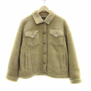 【中古】ダブルクローゼット w closet ボアジャケット ステンカラー ミドル丈 オーバーサイズ F ベージュ レディース