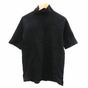 【中古】ザラ ZARA ニット カットソー 半袖 ハイネック 無地 M 黒 ブラック /YK33 レディース