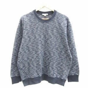 【中古】ユニクロ UNIQLO JWANDERSON トレーナー 長袖 クルーネック 総柄 刺繍 L ネイビー 紺 /YM31 メンズ