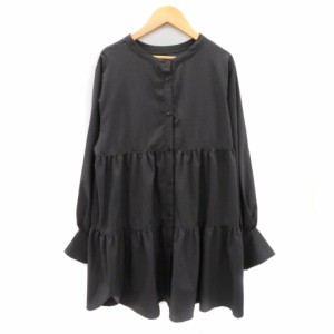 【中古】ダブルクローゼット w closet チュニック シャツ ブラウス 長袖 バンドカラー F ダークグレー レディース