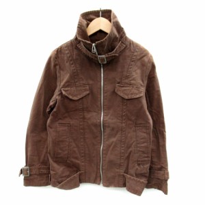 【中古】ウールリッチ WOOLRICH スタンドカラージャケット ミドル丈 無地 ジップアップ M 茶 ブラウン レディース